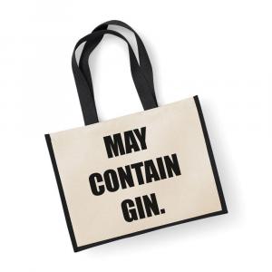 Большая джутовая сумка может содержать черную сумку с джином 60 SECOND MAKEOVER, черный