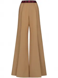 Шерстяные расклешенные брюки с логотипом Marni, коричневый