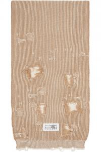 Mm6 Maison Margiela Шелковый шарф с улучшенной оптической ребристостью, бежево-белый