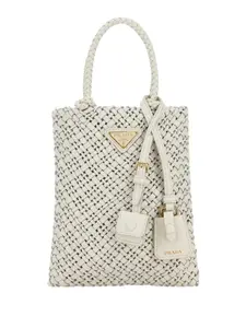 Сумка-тоут с треугольным логотипом Prada, белый