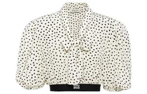 Рубашка укороченная Miu Miu с принтом в виде сердца, белый