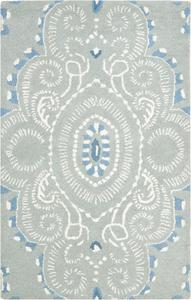Ковер SAFAVIEH, 77 x 122 см, Wyndham Collection, Blue & Ivory, ручной работы из современной шерсти, идеален для помещений с высокой проходимостью: прихожая, гостиная, спальня (WYD372A)