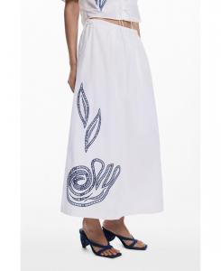 Женская вышитая юбка миди Desigual, White