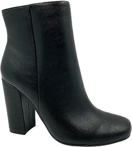 Женские ботильоны на массивном высоком каблуке Anne Michelle с модным блочным каблуком, Black Pu