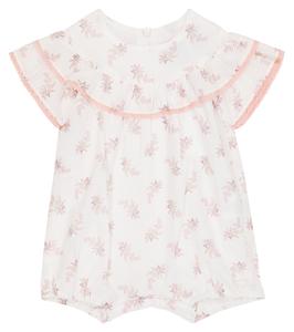 Детский комбинезон из хлопка с цветочным принтом и оборками Tartine et Chocolat, Craie