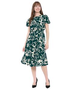 Женское миди-платье с присборенными рукавами London Times, Dark green