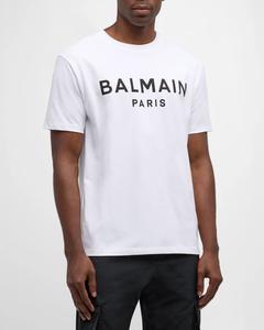 Мужская футболка с логотипом Balmain, цвет White/Blk
