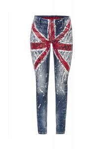 Джинсы модного дизайна, расписанного вручную CIPO & BAXX, синий