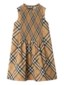 Платье Burberry Kids из поплина в клетку, нейтральный
