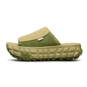 AU&MU Кожаные мозаичные бесшумные шлепанцы женские Avocado Green, цвет Avocado Green