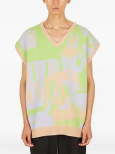 Жилет, связанный интарсией Ninamounah, зеленый