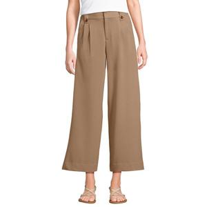 Женские мягкие укороченные брюки с высокой посадкой и широкими штанинами Lands' End, цвет rich camel