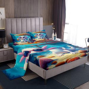 Erosebridal Детский комплект постельного белья Axolotl с морскими животными, Teal Orange