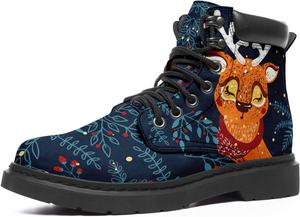 Индивидуальные рождественские ботинки, ботинки Санта-Клауса из веганской кожи на шнуровке, персонализированный рождественский подарок для семьи и друзей Coolcustomize, Elk