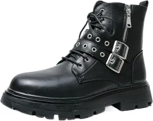 Мужские короткие мотоциклетные ботинки на шнуровке с мягкой подкладкой, прочный внешний материал, подходят для города и отдыха XINXINIO, Black