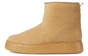 Женские короткие зимние сапоги бежевые GUCCI