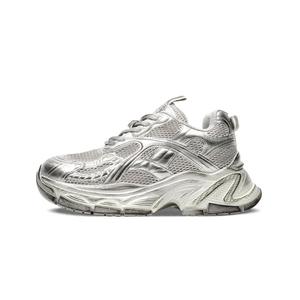 Механическая амортизация, противоскользящая, устойчивая к истиранию, дышащая, поддерживающая низкая платформа массивные кроссовки унисекс серебро CHIKOKU, серебристый [Женские]