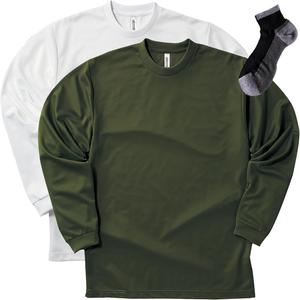 Футболка с длинными рукавами и круглым вырезом Glimmer 00304-ALT, сухая, 113 г (4,4 унции), белый/зеленый