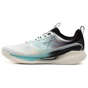 Чи Фэн 7.0 противоскользящие износостойкие низкие кроссовки для бега мужские белый черный синий XTEP, полотно белый/черный/ледяной синий