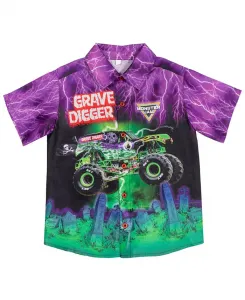 Гавайская рубашка на пуговицах Grave Digger Monster Jam, фиолетовый