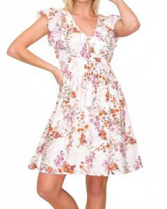 STACCATO Платье с цветочным принтом и присборенной талией, цвет слоновой кости/разноцветный