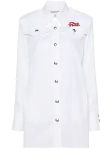 Платье мини с кружевом и нашивкой-логотипом Alessandra Rich, белый