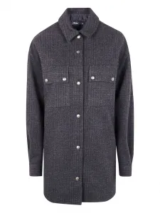 Пиджак с клетчатым принтом и застежкой на пуговицы DRHOPE, серый