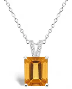 Женское ожерелье с подвеской из стерлингового серебра с цитрином (3-1/6 карата) и бриллиантами Macy'S, citrine