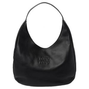 Кожаная сумка-хобо на плечо женская черная MIU MIU
