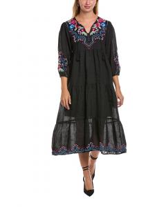 Джонни Вас Многоярусное платье макси Johnny Was, черный