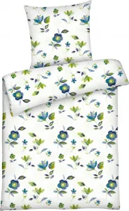 Постельное белье из перкаля 135x200 см, цветочный узор, 100% хлопок, пододеяльник, цветы, зеленый и синий Carpe Sonno