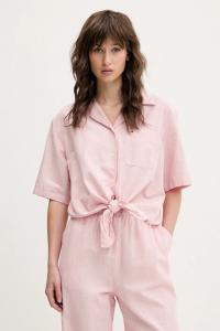 Рубашка с добавлением льна Tommy Jeans, розовый