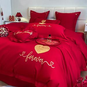 FUANNA Комплект постельного белья 6 предметов, 1.8 м, простыня, пододеяльник 200x230 см, 100% хлопок, вышивка, цвет Married