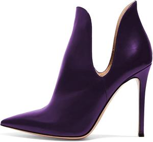 Женские ботильоны FSJ с заостренным носком, высокие каблуки, туфли на шпильке, с вырезом V, размер 4-15 США, Purple