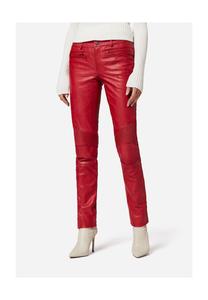 Женские кожаные брюки Donna, кожаные джинсы с заниженной талией с байкерскими элементами RICANO, красный