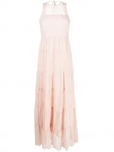 Платье с кружевной вставкой Twinset, розовый