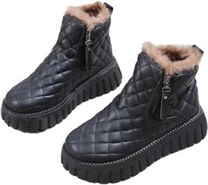 Женские теплые зимние ботинки для улицы, водонепроницаемые противоскользящие высокие ботинки на платформе, теплые ботильоны на зиму ZPLMIDE, Black