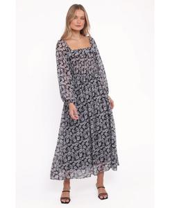 Женское длинное платье Faith с длинными рукавами Petal and Pup, Black floral