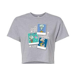 Укороченная футболка с фотографиями Сквидварда и Губки Боба Квадратные Штаны для юниоров Nickelodeon, серый