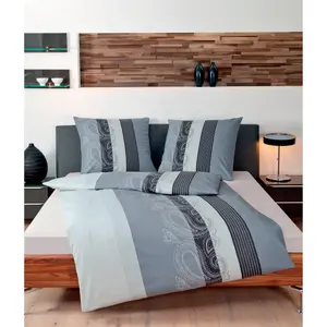 Постельное белье Janine «DAVOS 6456», (2 шт.), высококачественный сатин Мако и уютная фланель (фланель) высокого качества, изготовлено из 100% хлопка, на молнии, легкое в уходе, сертифицировано STANDARD 100 от OEKO-TEX, цвет silberfarben