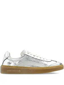 Кожаные кроссовки Rider на шнуровке DSQUARED2, металлик