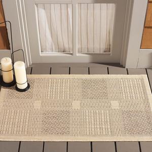 Ковер SAFAVIEH, 61 x 110 см, Washable Outdoor Courtyard Collection - Natural & Brown, Non-Shedding & Easy Cleaning, для патио, входной двери, прихожей, придверный ковер (CY1928-3001)