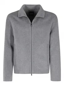 Кардиган на молнии с воротником Boss, серый