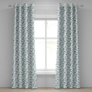 ABAKUHAUS Занавеска с петельками в виде рыбы кои, милые обычные ассорти с японским рисунком рыбы кои, морская подводная тема, декоративные 2-панельные оконные шторы, 280 см x 260 см, бирюзовые, серебро