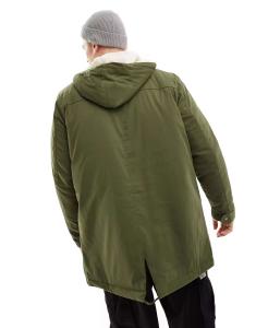 Парка цвета хаки Only & Sons с капюшоном на подкладке из борга