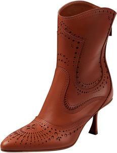 Женские ботильоны FOWT с заостренным носком, на среднем каблуке, с короткой голенью, с декоративными дырочками и молнией сзади, модные туфли, размер 4-16 US, Brown