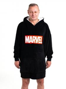 Уютная толстовка Marvel Oversize, объемный пушистый свитер черного цвета Marvel