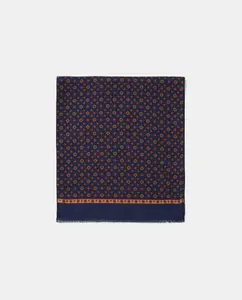 Фантазийный шелковый шарф Emidio Tucci, темно-синий