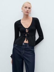 Кардиган Parise с завязкой спереди Mango, Black