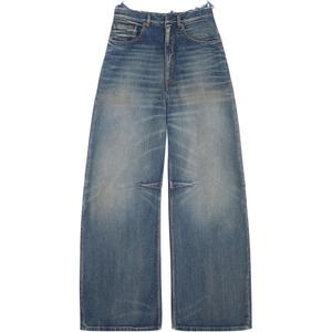 Потёртые джинсы с широкими штанинами MM6 Maison Margiela, синий